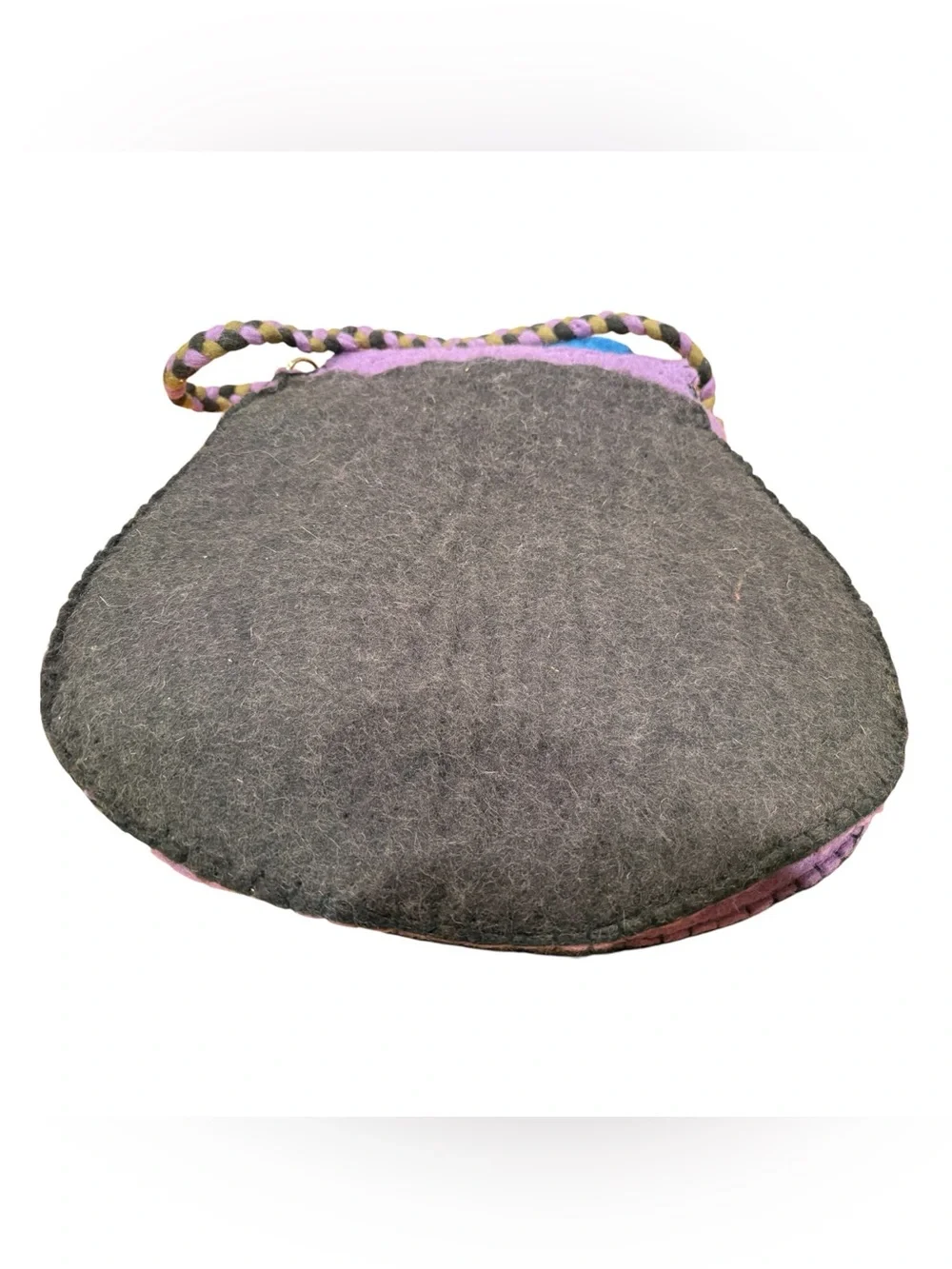 Rising Tide Purple Wool Felt Floral Shoulder Bag with Blue Accents